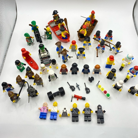 LEGOS Mini Figs Lot Late 1990s To Now Row Boats Motorcycles Horse Space Police - Picture 1 of 13